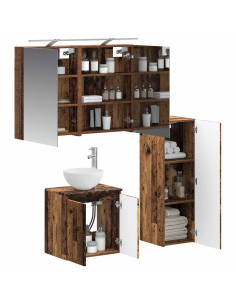 Set di mobili per il bagno 4 pcs Legno antico 2