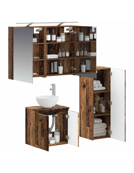 Set di mobili per il bagno 4 pcs Legno antico