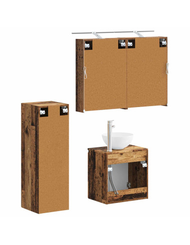 Set di mobili per il bagno 4 pcs Legno antico