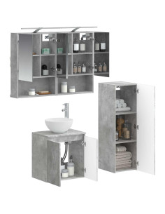 Set di mobili per il bagno 4 pcs Grigio Cemento 2
