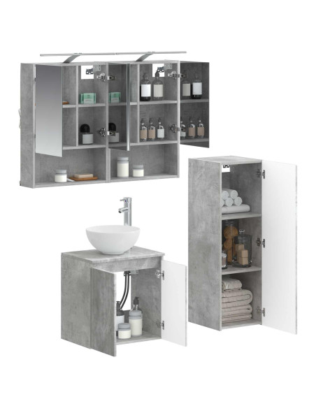 Set di mobili per il bagno 4 pcs Grigio Cemento