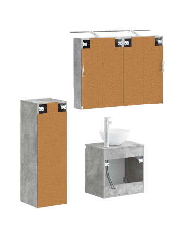 Set di mobili per il bagno 4 pcs Grigio Cemento
