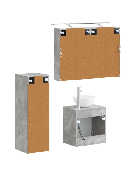 Set di mobili per il bagno 4 pcs Grigio Cemento