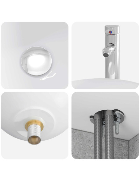 Set di mobili per il bagno 4 pcs Grigio Cemento