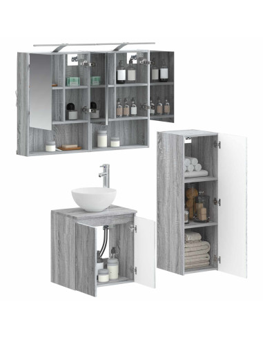 Set di mobili per il bagno 4 pcs Sonoma grigio