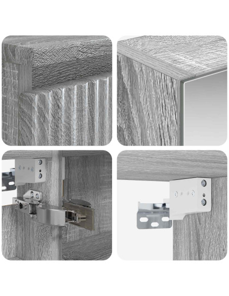 Set di mobili per il bagno 4 pcs Sonoma grigio