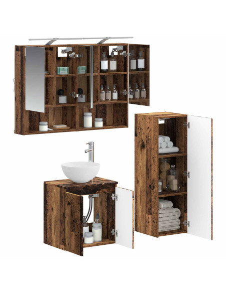 Set di mobili per il bagno 4 pcs Legno antico