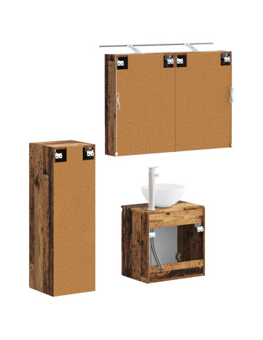 Set di mobili per il bagno 4 pcs Legno antico