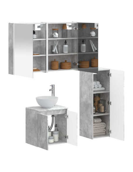Set di mobili per il bagno 4 pcs Grigio Cemento