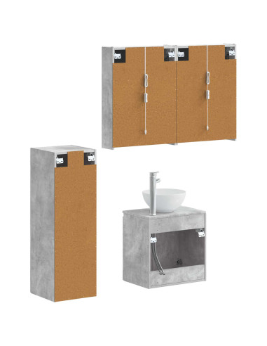 Set di mobili per il bagno 4 pcs Grigio Cemento