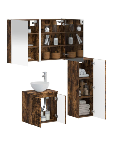 Set di mobili per il bagno 4 pcs Rovere Fumo