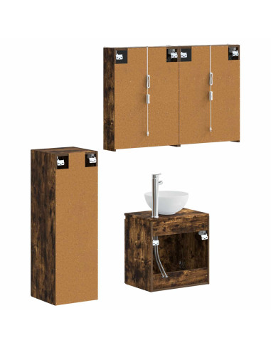 Set di mobili per il bagno 4 pcs Rovere Fumo