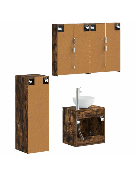 Set di mobili per il bagno 4 pcs Rovere Fumo
