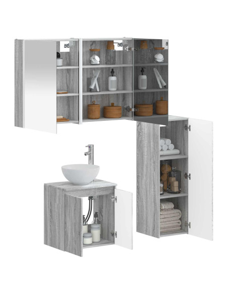 Set di mobili per il bagno 4 pcs Sonoma grigio