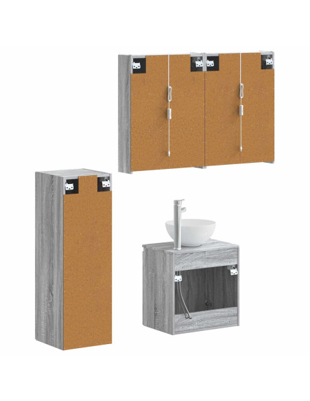 Set di mobili per il bagno 4 pcs Sonoma grigio