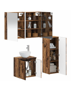 Set di mobili per il bagno 4 pcs Legno antico 2