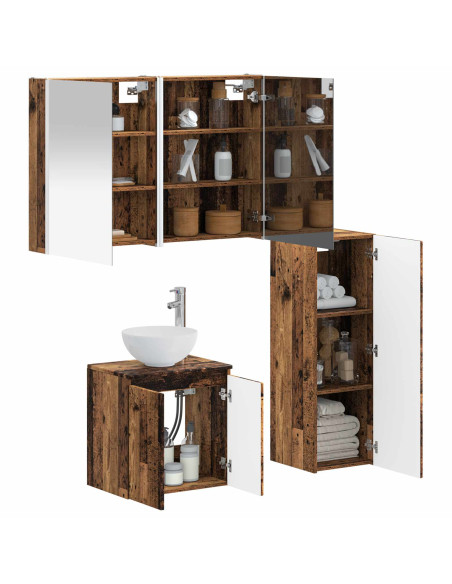 Set di mobili per il bagno 4 pcs Legno antico