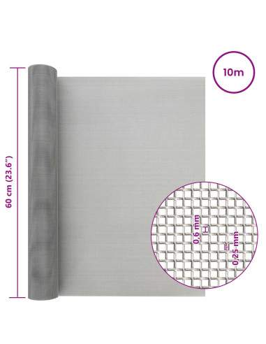 Rete per schermatura 60 x 1000 cm 30 Mesh Argento