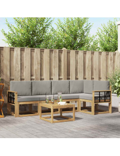 Set di divani da esterno 6 pcs Bianco e Grigio Chiaro