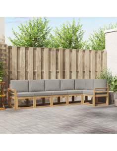 Set di divani da esterno 6 pcs Bianco e Grigio Chiaro