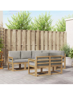 Set di divani da esterno 7 pcs Bianco e Grigio Chiaro