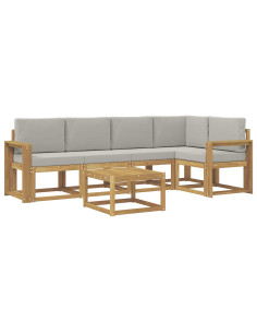 Set di divani da esterno 6 pcs Bianco e Grigio Chiaro 2