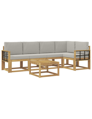 Set di divani da esterno 6 pcs Bianco e Grigio Chiaro