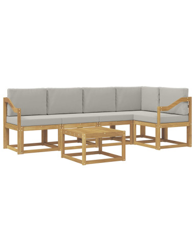 Set di divani da esterno 6 pcs Bianco e Grigio Chiaro