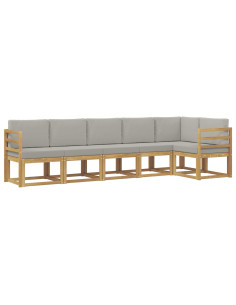 Set di divani da esterno 6 pcs Bianco e Grigio Chiaro 2