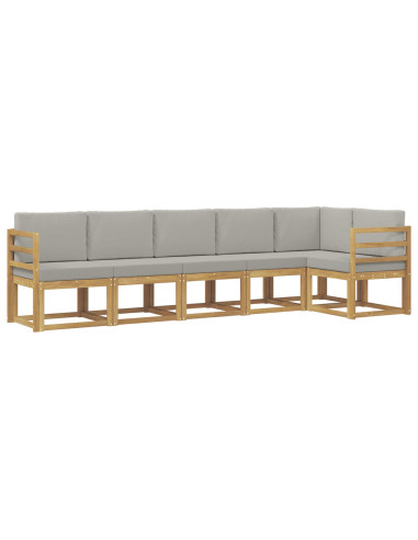 Set di divani da esterno 6 pcs Bianco e Grigio Chiaro