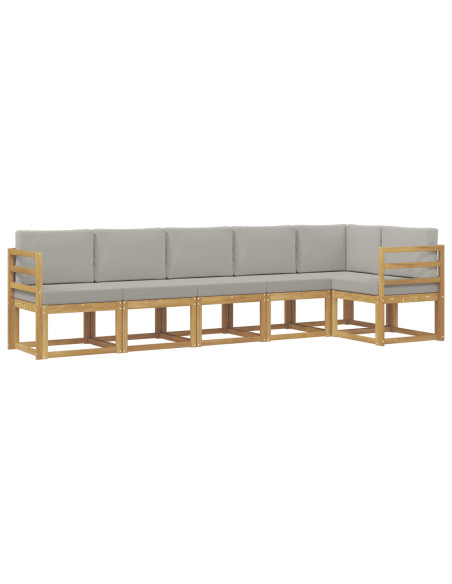 Set di divani da esterno 6 pcs Bianco e Grigio Chiaro
