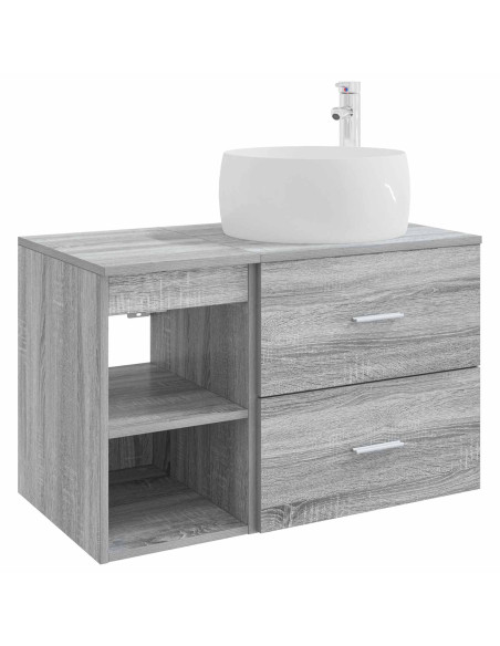 Set di mobili per il bagno 2 pcs Sonoma grigio