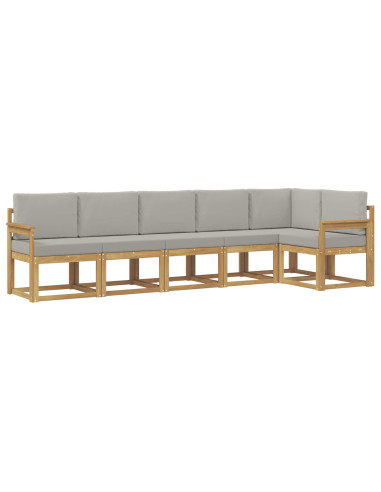 Set di divani da esterno 6 pcs Bianco e Grigio Chiaro