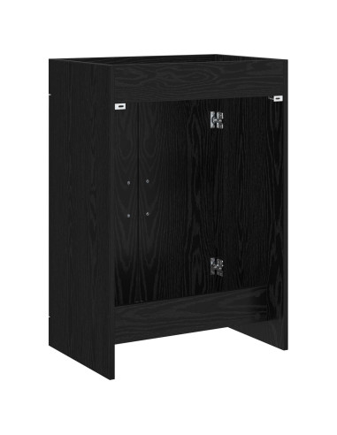 Mobiletto da Bagno Sotto Lavabo Rovere Nero 56 x 37,5 x 81 cm