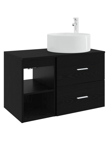 Set di mobili per il bagno 2 pcs Rovere Nero