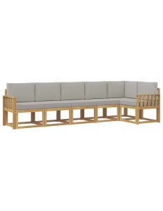 Set di divani da esterno 6 pcs Bianco e Grigio Chiaro 2