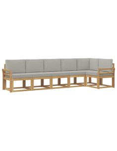 Set di divani da esterno 6 pcs Bianco e Grigio Chiaro 2