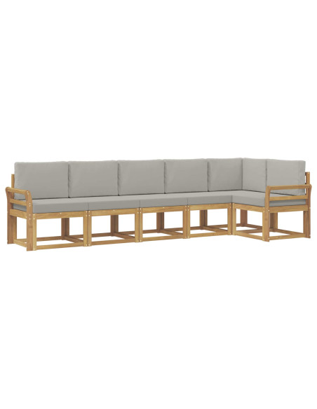 Set di divani da esterno 6 pcs Bianco e Grigio Chiaro