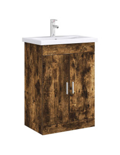 Mobiletto da Bagno Sotto Lavabo Rovere Fumo 56 x 37,5 x 81 cm 2