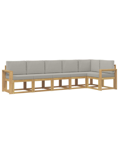 Set di divani da esterno 6 pcs Bianco e Grigio Chiaro