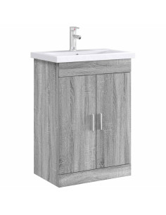 Mobiletto da Bagno Sotto Lavabo Sonoma grigio 56 x 37,5 x 81 cm 2