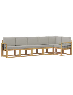 Set di divani da esterno 6 pcs Bianco e Grigio Chiaro 2