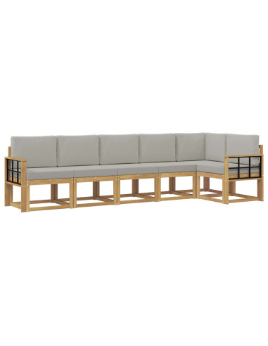Set di divani da esterno 6 pcs Bianco e Grigio Chiaro