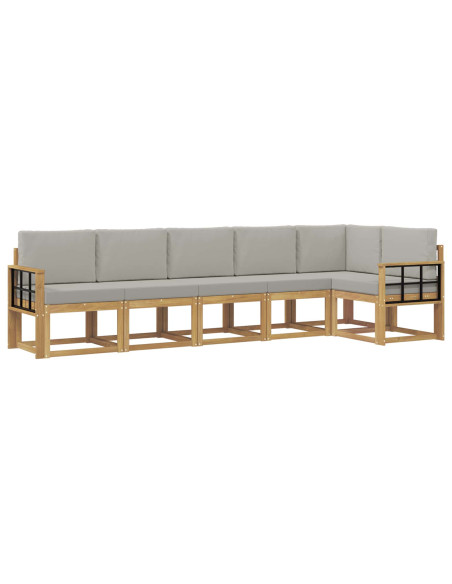 Set di divani da esterno 6 pcs Bianco e Grigio Chiaro