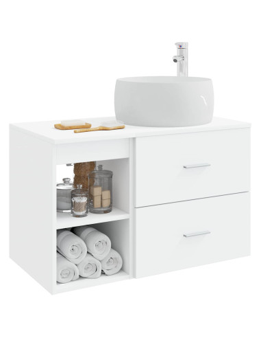 Set di mobili per il bagno 2 pcs Bianco Legno ingegnerizzato
