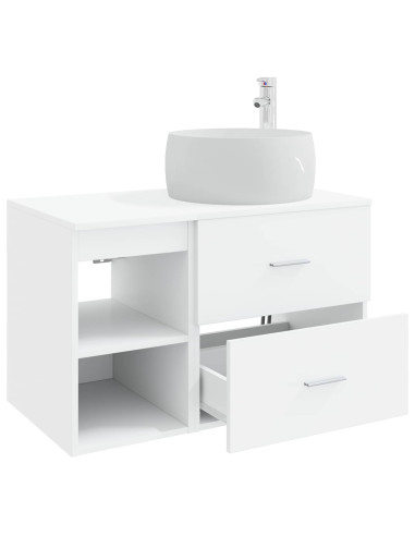 Set di mobili per il bagno 2 pcs Bianco Legno ingegnerizzato