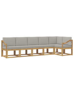 Set di divani da esterno 6 pcs Bianco e Grigio Chiaro 2