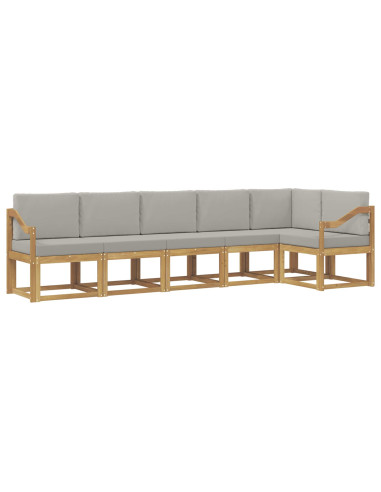 Set di divani da esterno 6 pcs Bianco e Grigio Chiaro