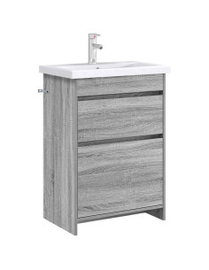 Mobiletto da Bagno Sotto Lavabo Sonoma grigio 56 x 37,5 x 81 cm 2