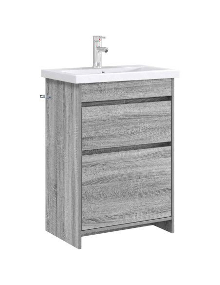 Mobiletto da Bagno Sotto Lavabo Sonoma grigio 56 x 37,5 x 81 cm